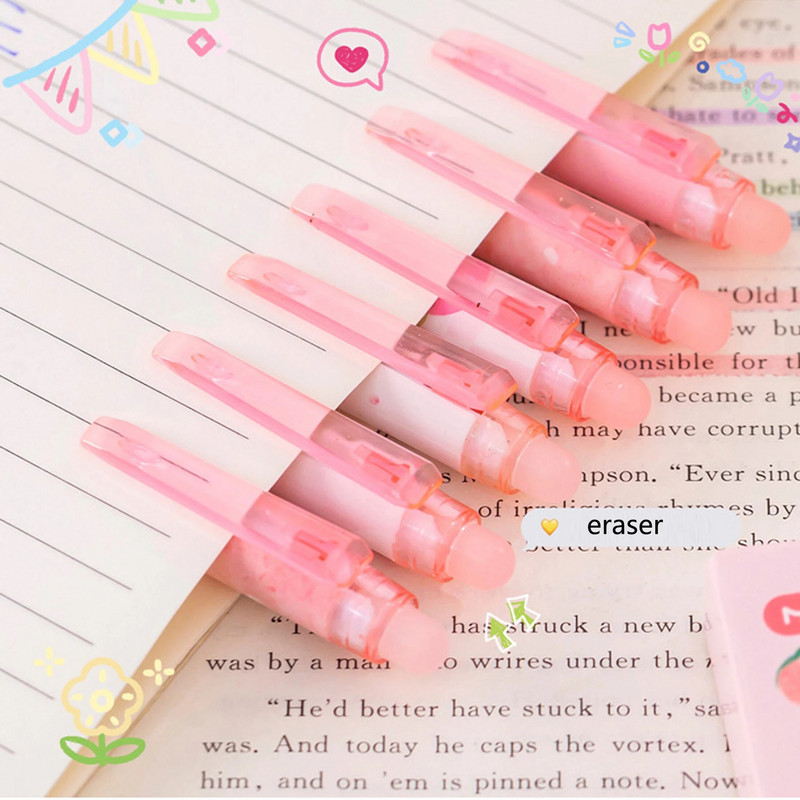 1 komplekts, 6 gab. augstvērtīga multfilmu noklikšķināma dzēšama lodīšu pildspalva studentiem, praksei un rakstīšanas vingrinājumiem, kancelejas piederumi