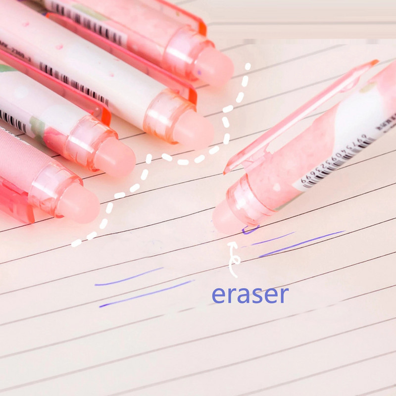 1 komplekts, 6 gab. augstvērtīga multfilmu noklikšķināma dzēšama lodīšu pildspalva studentiem, praksei un rakstīšanas vingrinājumiem, kancelejas piederumi