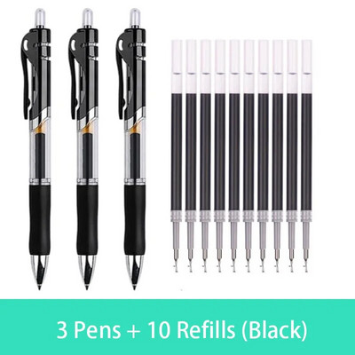 Gēla pildspalvas un uzpildes komplekts Kancelejas piederumi Kawaii rakstāmspalva, melna/sarkana/zila tinte 0,5 mm zila lodīšu pildspalva Biroja piederumi, skolas piederumi