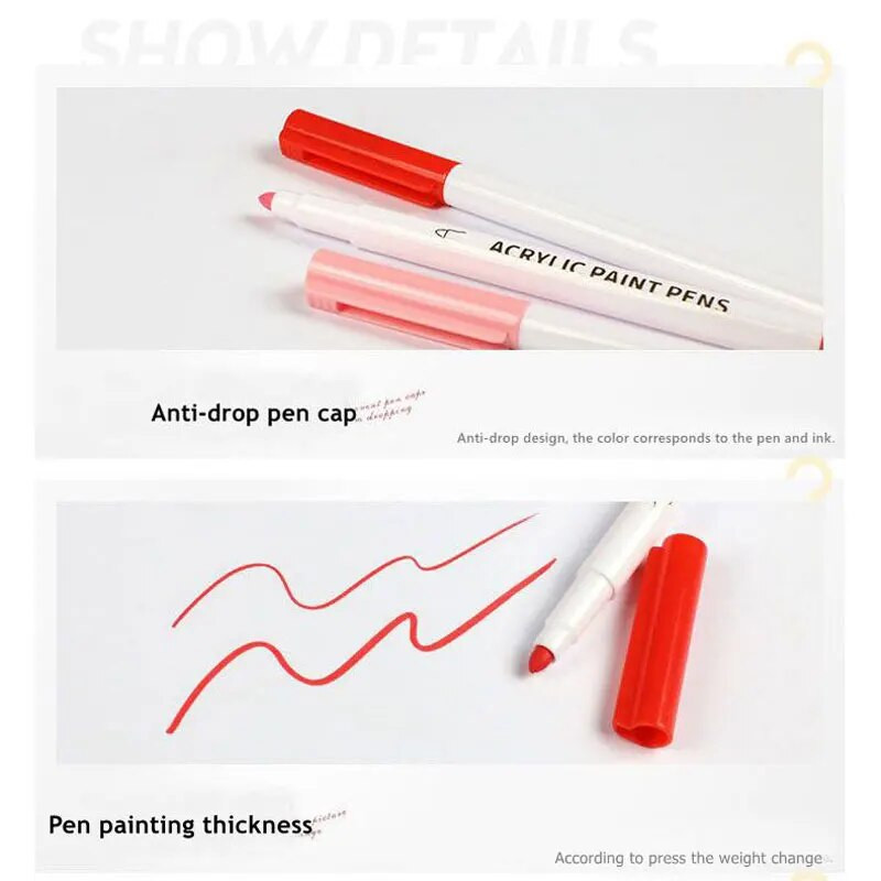 21/25 krāsu noturīgas akrila krāsas marķieru pildspalvas auduma audekliem, mākslas klinšu krāsošanai, karšu izgatavošanai, metālam un keramikai, stiklam
