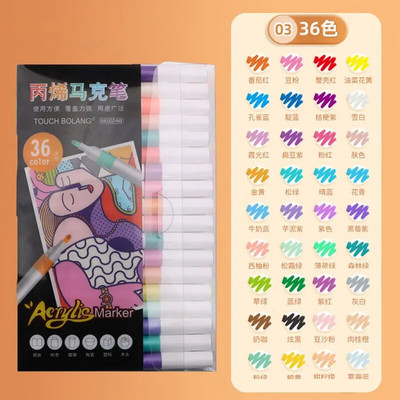 12/24/36/48 Χρώματα Ακρυλικό Σετ μαρκαδόρου Μαρκαδόροι τέχνης Μαρκαδόροι ζωγραφικής στυλό γκράφιτι για πέτρα, δίσκος, θήκη κινητού τηλεφώνου Γυαλί παπουτσιών