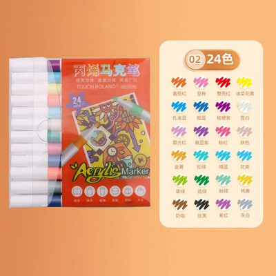 12/24/36/48 Χρώματα Ακρυλικό Σετ μαρκαδόρου Μαρκαδόροι τέχνης Μαρκαδόροι ζωγραφικής στυλό γκράφιτι για πέτρα, δίσκος, θήκη κινητού τηλεφώνου Γυαλί παπουτσιών