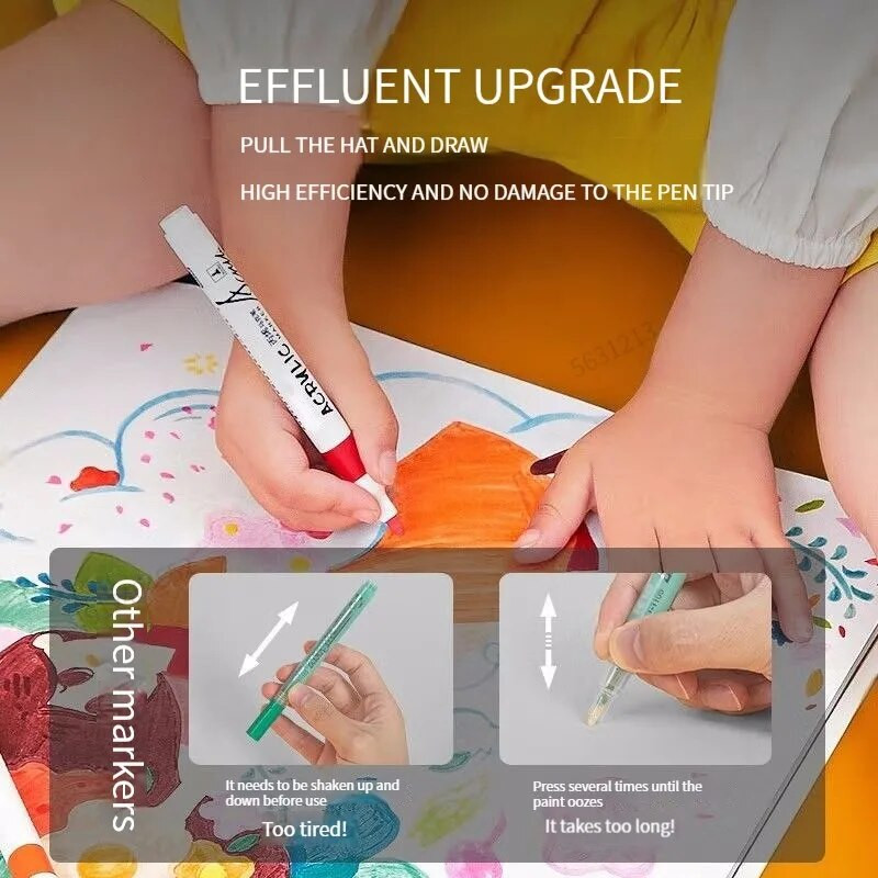 12/24/36/48 Χρώματα Ακρυλικό Σετ μαρκαδόρου Μαρκαδόροι τέχνης Μαρκαδόροι ζωγραφικής στυλό γκράφιτι για πέτρα, δίσκος, θήκη κινητού τηλεφώνου Γυαλί παπουτσιών