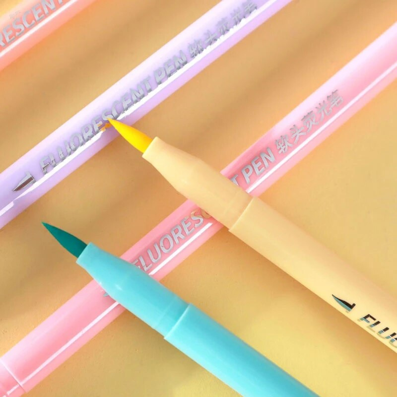 6 krāsu mīksta otu fluorescences pildspalvu komplekts pasteļtoņu marķieri otu komplekts Art Krāsu marķieris kaligrāfijas pildspalvas Kancelejas piederumi