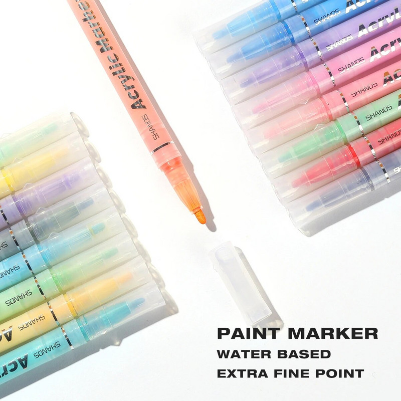 12/24gb akrila krāsu marķieru komplekts ar 24 krāsainām tintēm, kas piemērotas klinšu apgleznošanai, stiklam, kokam, melnam papīram, albuma amatniecībai