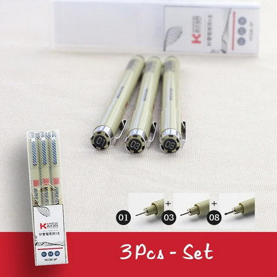 Pigment Liner Micron Ink Marker Pen 0,05 0,1 0,2 0,3 0,4 0,5 0,6 0,8 01 02 03 Različiti vrhovi Crne Fineliner olovke za skiciranje