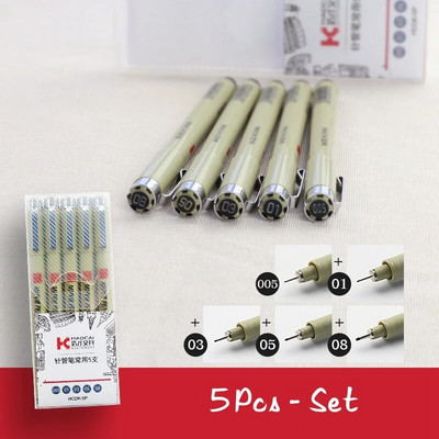 Pigment Liner Micron Ink Marker Pen 0,05 0,1 0,2 0,3 0,4 0,5 0,6 0,8 01 02 03 Različiti vrhovi Crne Fineliner olovke za skiciranje