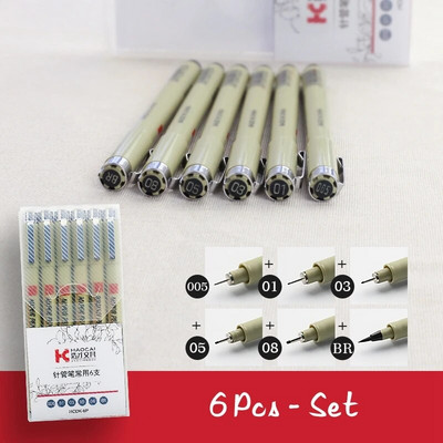 Pigment Liner Micron Ink Marker Pen 0,05 0,1 0,2 0,3 0,4 0,5 0,6 0,8 01 02 03 Različiti vrhovi Crne Fineliner olovke za skiciranje