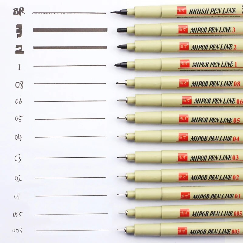 Pigment Liner Micron Ink Marker Pen 0,05 0,1 0,2 0,3 0,4 0,5 0,6 0,8 01 02 03 Stilouri de schiță cu vârf diferit Negru Fineliner