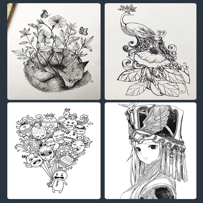 Pigment Liner Micron Ink Marker Pen 0,05 0,1 0,2 0,3 0,4 0,5 0,6 0,8 01 02 03 Stilouri de schiță cu vârf diferit Negru Fineliner