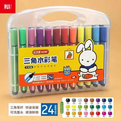 12-24 Skicēšanas marķieri Trīsstūra staba krāsaina pildspalva bez smaržas bērniem gleznošanas pildspalvas Komiksu akvareļu pildspalva lielas ietilpības mākslas piederumi