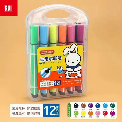 12-24 Skicēšanas marķieri Trīsstūra staba krāsaina pildspalva bez smaržas bērniem gleznošanas pildspalvas Komiksu akvareļu pildspalva lielas ietilpības mākslas piederumi