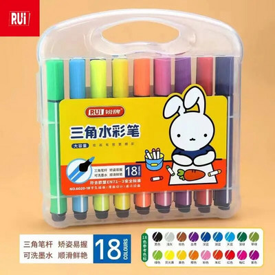 12-24 Skicēšanas marķieri Trīsstūra staba krāsaina pildspalva bez smaržas bērniem gleznošanas pildspalvas Komiksu akvareļu pildspalva lielas ietilpības mākslas piederumi