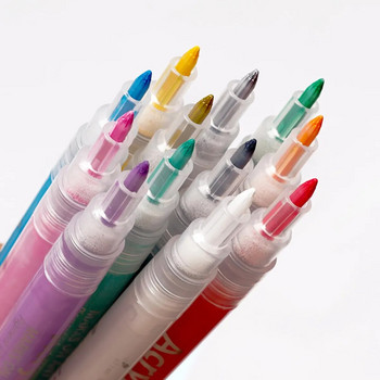 12 Χρώμα αδιάβροχο στυλό Creativity Nail Art Diy Pen Girl Gift Ακρυλικό μαρκαδόρο για αποκριάτικο πάρτι