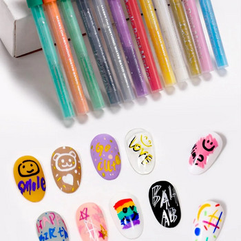 12 Χρώμα αδιάβροχο στυλό Creativity Nail Art Diy Pen Girl Gift Ακρυλικό μαρκαδόρο για αποκριάτικο πάρτι
