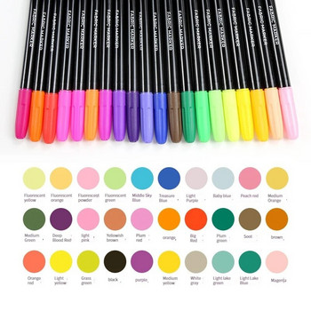 24 цвята Водоустойчив текстилен маркер с устойчиви цветове Перманентен цветен химикал за Направи си сам дрехи Изкуство Графити Рисуване Писалка