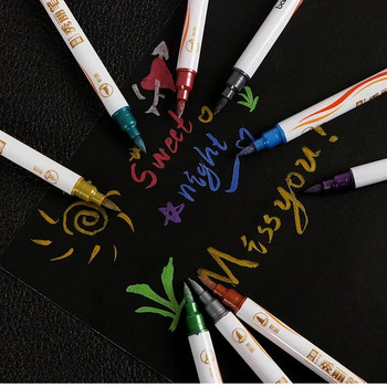 10 χρώματα/σετ πινέλο μεταλλική μπογιά Μαρκαδόρος Μαρκαδόρος Τέχνη Μαρκαδόρος Στυλό Σημάδι Γράψτε επιστολόχαρτα Σχολικά είδη γραφείου μαθητή Καλλιγραφία