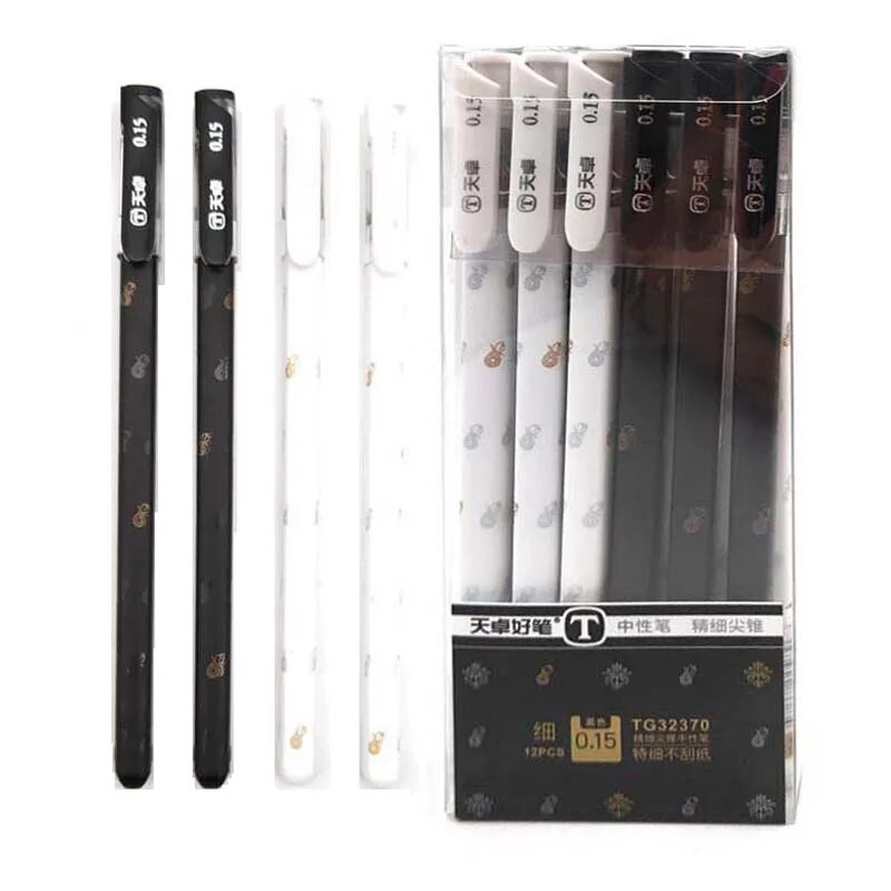 4 τμχ/Παρτίδα 0,15 χιλιοστά Μαύρη μελάνη Gel στυλό Πολύ λεπτή Business Office Οικονομική γραφή Εργαλεία στυλό Signature Students School Stationery