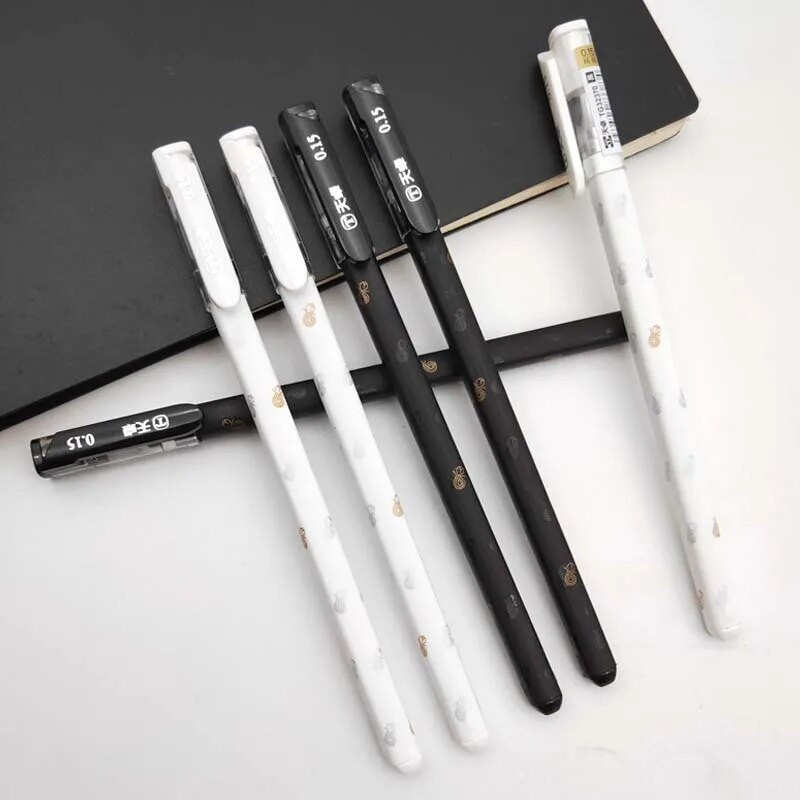 4 τμχ/Παρτίδα 0,15 χιλιοστά Μαύρη μελάνη Gel στυλό Πολύ λεπτή Business Office Οικονομική γραφή Εργαλεία στυλό Signature Students School Stationery