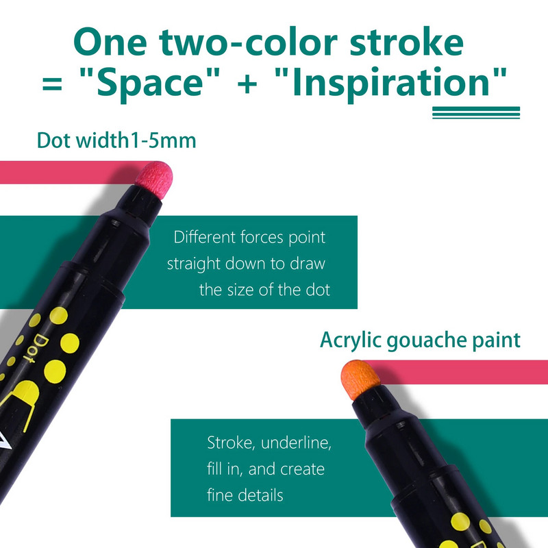 24 värvi akrüülvärvi markerid pliiatsid Värviline kahepealine pintsel/ümmargune ots lastele DIY jõulumaaling kivi metallkeraamiline puit