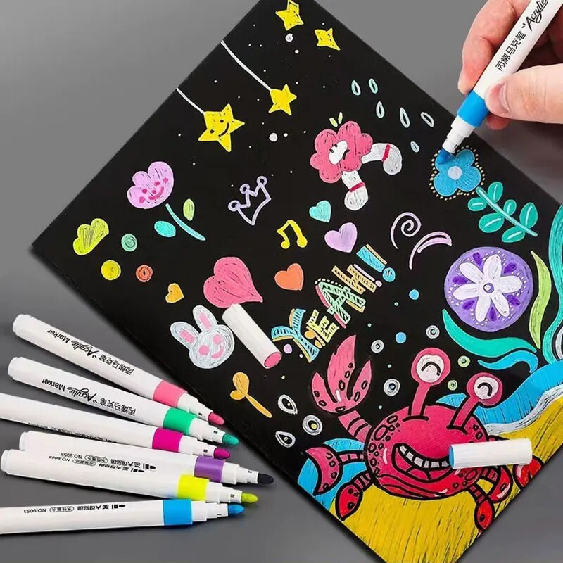 24.12.36 Krāsa Akrila Krāsa Mākslas Marķieris Pildspalva DIY Glezniecība Zīmējums Kartei Keramika Akmens Akmens Krūze Stikls Audums Apģērbi Apavi Koksne