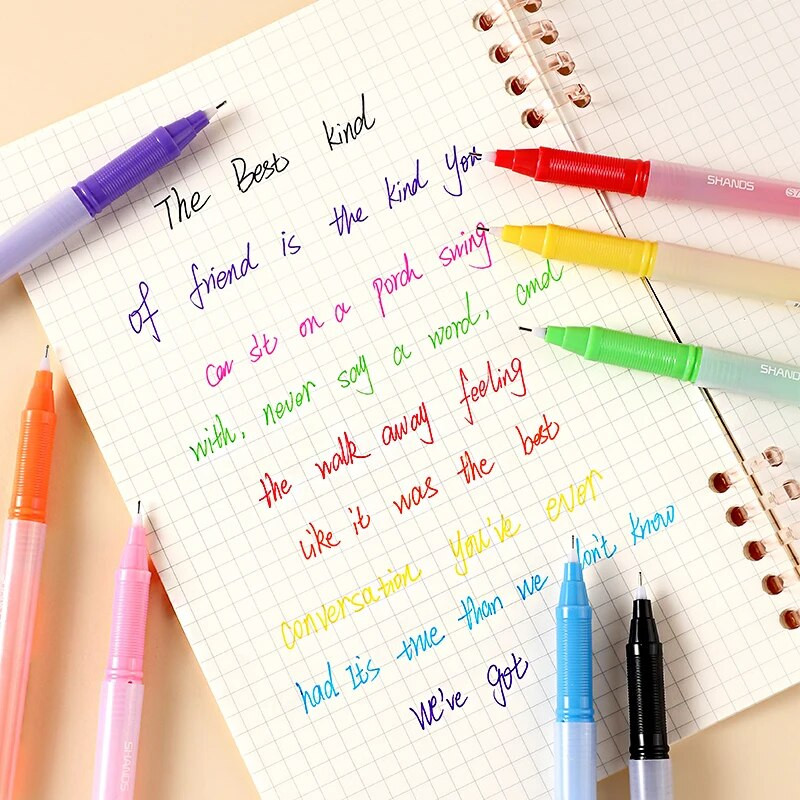 8gab sulas gēla tintes pildspalvas, 0,5 mm īpaši smalks uzgalis, gluda rakstīšana, bez izsmērēšanās un asiņošanas, piemērotas ložu žurnāliem, zīmēšanai