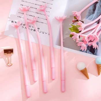 2Piece Lytwtw\'s Silicone Pink Creative Cute Kawaii sakura Flower Stationery Σχολικά προμήθειες Γραφείου Gel στυλό Sweet Pretty Lovely