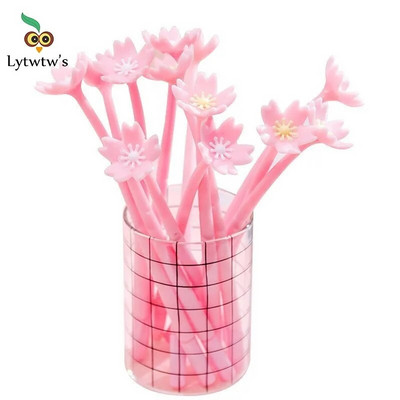 2Piece Lytwtw`s Silicone Pink Creative Cute Kawaii sakura Flower Канцеларски материали Офис Училищни пособия Гел Химикалка Sweet Pretty Lovely