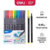 „Deli 12 Color Fine Liner Set Art Marker Pens Eskizų žymeklis Dvigalvis Manga Komiksai Eskizams Piešimui Tapybai Mokyklos meno rinkinys
