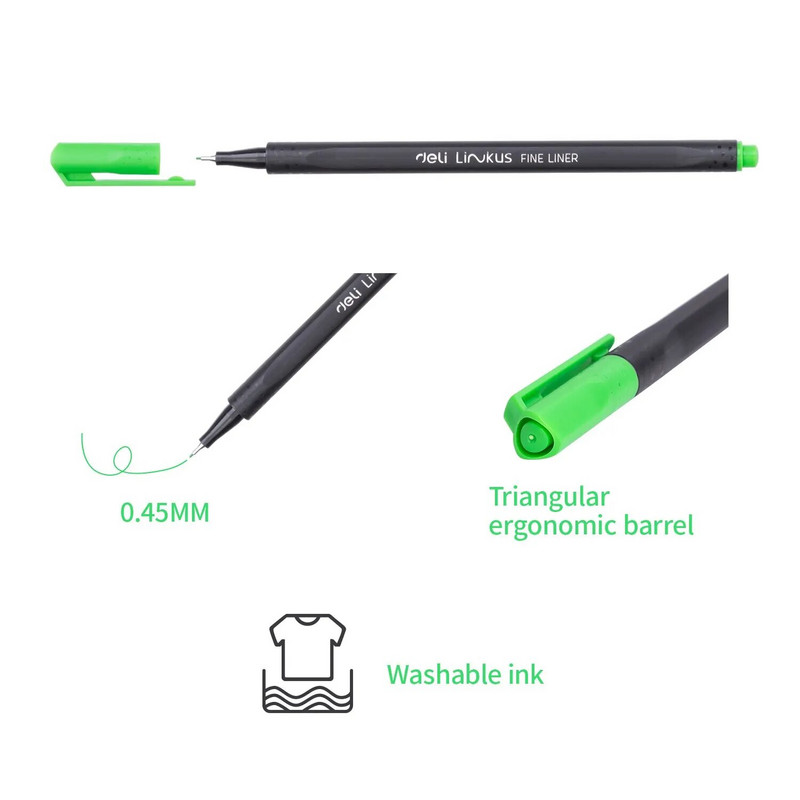 „Deli 12 Color Fine Liner Set Art Marker Pens Eskizų žymeklis Dvigalvis Manga Komiksai Eskizams Piešimui Tapybai Mokyklos meno rinkinys