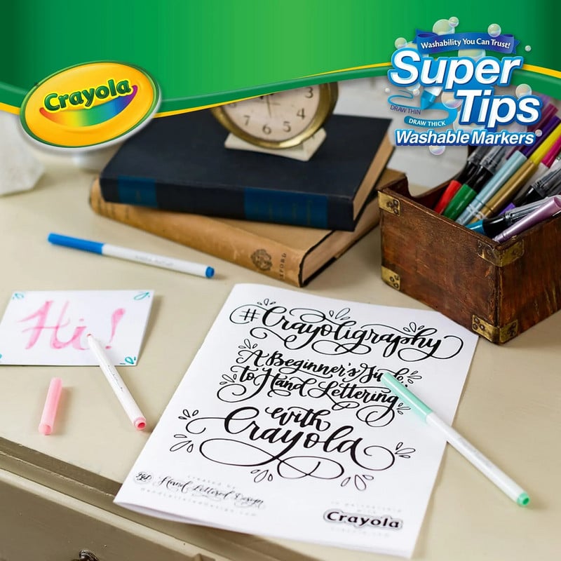 Crayola Super Tip mazgājams marķieru komplekts, skolas piederumi pusaudžiem, 20 Ct, mākslas dāvanas, bērniem no 3 gadu vecuma