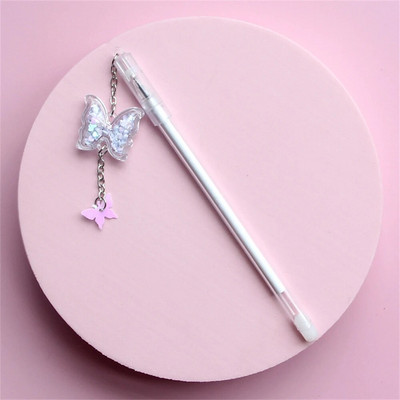 Jauka karikatūra tauriņu kulons želejveida pildspalva 0,5 mm, melna tinte Kawaii skolas piederumi, rakstīšanas piederumi. Skaista rakstīšanas eksāmena zīmju pildspalva skolas dāvana