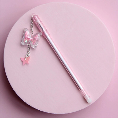 Jauka karikatūra tauriņu kulons želejveida pildspalva 0,5 mm, melna tinte Kawaii skolas piederumi, rakstīšanas piederumi. Skaista rakstīšanas eksāmena zīmju pildspalva skolas dāvana