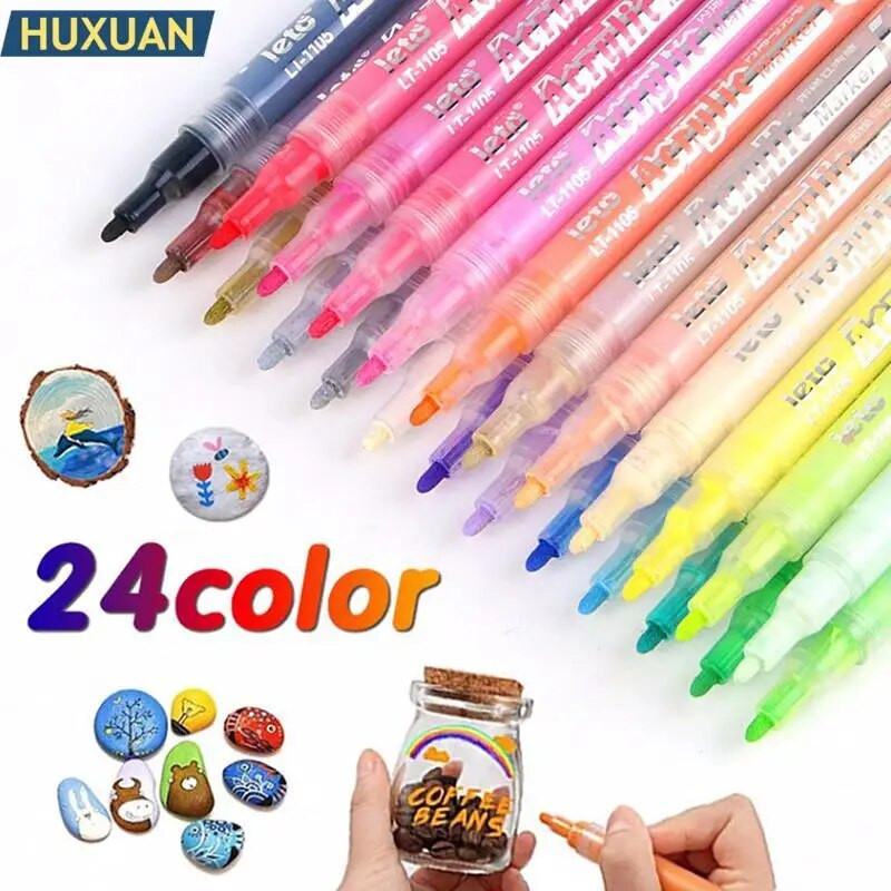 Akrila krāsas pildspalvas Ūdensizturīgas pastāvīgās marķieru pildspalvas Akrila pildspalvas DIY akmens akmens keramikas stikla krūzes koka