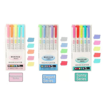 15/25 Colors Cute Double Head Highlighter Pen Art Marker Ιαπωνικό καναπέ Φθορίζον στυλό Σχολική επιστολή γραφείου