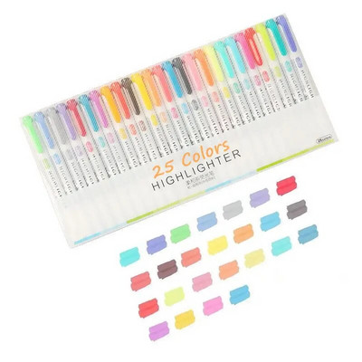 15/25 Colors Cute Double Head Highlighter Pen Art Marker Ιαπωνικό καναπέ Φθορίζον στυλό Σχολική επιστολή γραφείου
