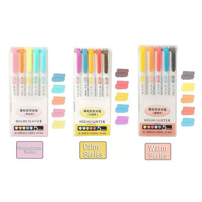 15/25 Colors Cute Double Head Highlighter Pen Art Marker Ιαπωνικό καναπέ Φθορίζον στυλό Σχολική επιστολή γραφείου