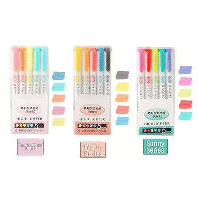 15/25 Colors Cute Double Head Highlighter Pen Art Marker Ιαπωνικό καναπέ Φθορίζον στυλό Σχολική επιστολή γραφείου