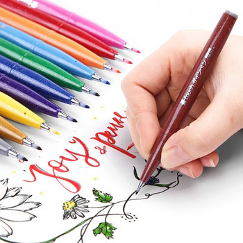 1 бр. Japan Pentel Touch Brush Pen Мек връх Пастелни цветни калиграфски химикалки Рисуване Арт Маркери Надписи Училищни художествени принадлежности