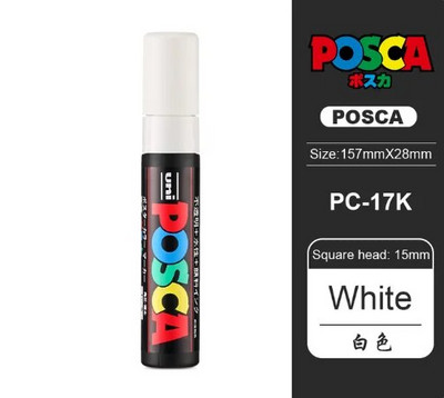 Japoniškas UNI POSCA žymeklio rašiklis PC-17K itin grubus platus 15 mm plakatas POP vandens pagrindu pagamintas reklaminis grafiti akrilinis žymeklis