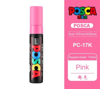 Japoniškas UNI POSCA žymeklio rašiklis PC-17K itin grubus platus 15 mm plakatas POP vandens pagrindu pagamintas reklaminis grafiti akrilinis žymeklis