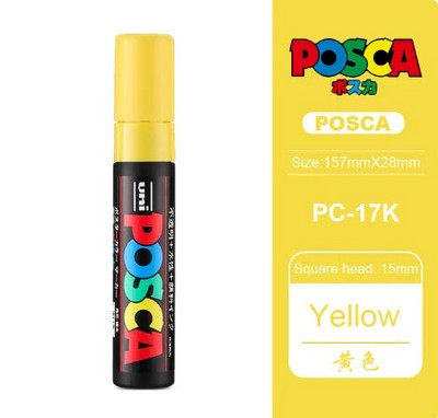 Japoniškas UNI POSCA žymeklio rašiklis PC-17K itin grubus platus 15 mm plakatas POP vandens pagrindu pagamintas reklaminis grafiti akrilinis žymeklis