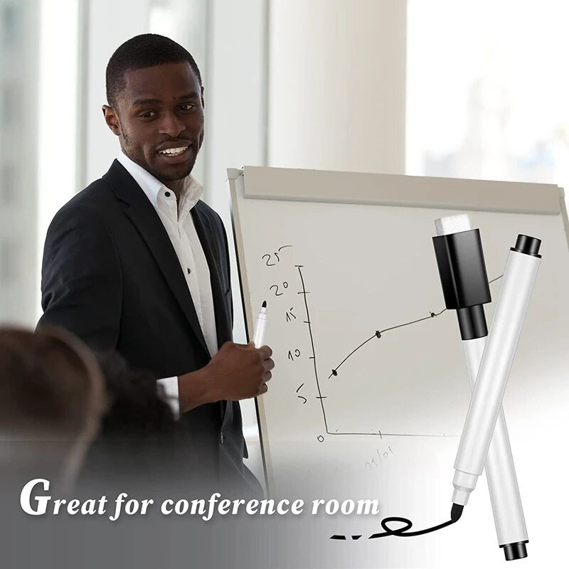 100 τεμάχια Dry Ease Markers Whiteboard Μαύροι δείκτες Dry Ease με λαστιχένιο καπάκι Fine Tip Dry Ease Markers