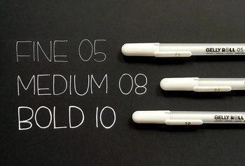 3 ΤΕΜ SAKURA Gelly Roll Gel Pens Marker for Journaling Art Drawing Classic White Ink Assorted Point Fine Medium Bold