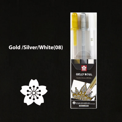 3GAB SAKURA Gelly Roll Gel Pens Izcelts marķieris žurnālu rakstīšanai Māksla Zīmējums Klasisks balta tinte Asorti Point Smalks Vidējs Trekns