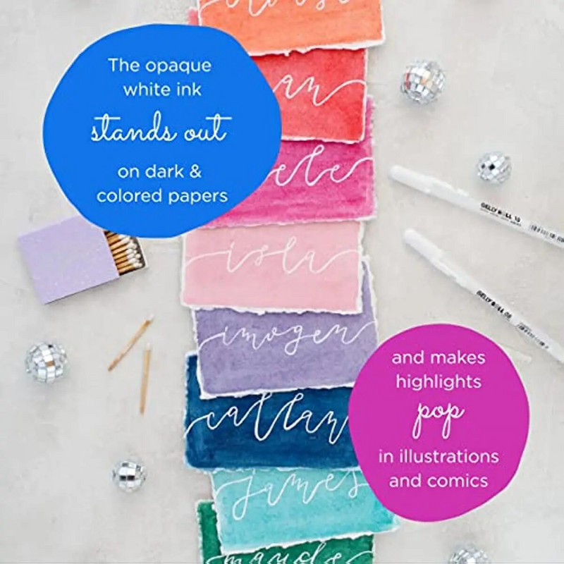 3GAB SAKURA Gelly Roll Gel Pens Izcelts marķieris žurnālu rakstīšanai Māksla Zīmējums Klasisks balta tinte Asorti Point Smalks Vidējs Trekns