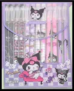 12 buc. stilou ștergător Sanrio mymelody Kuromi Cinnamoroll cerneală albastră reumplere pentru scris Instrument de semnătură Buton de apăsare Rechizite de birou școlare