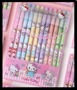 12 buc. stilou ștergător Sanrio mymelody Kuromi Cinnamoroll cerneală albastră reumplere pentru scris Instrument de semnătură Buton de apăsare Rechizite de birou școlare