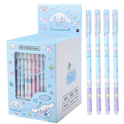 12Pcs Sanrio Erasable Pen mymelody Kuromi Cinnamoroll Blue Ink Alat za pisanje, punjenje za potpis Push Button Školski uredski pribor