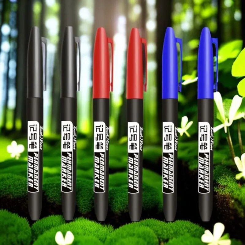 10/5 tk mustad püsivad markerid kunstniku esiletõstjatele Veekindel kilekotil Metallpaber must kaart Laps Õpilane Kirjuta